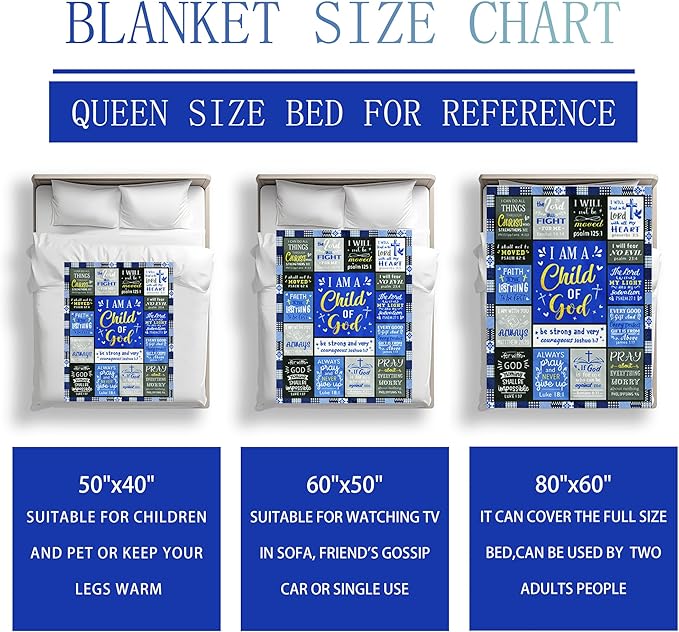 Christian Blanket Gifts for Men, Baptism Gifts for Boys, Inspirational Birthday Religious Catholic Spiritual Gift for Man Son Dad, Bible Verse Throw Blanket 60"x50"