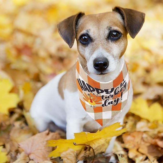 ADOGGYGO Thanksgiving Dog Bandana Fall Autumn Pet Bandana Reversible Triangle Bibs Scarf Accessories for Small Dogs Puppy (Small, Thanksgiving)