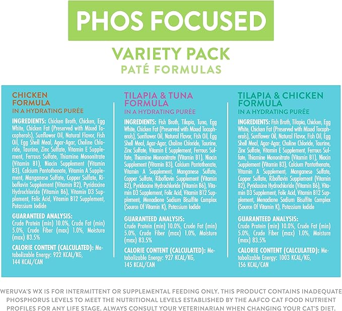 Weruva Wx Phos Focused Pate Formulas 5.5oz Can Variety Pack, Pack of 12
