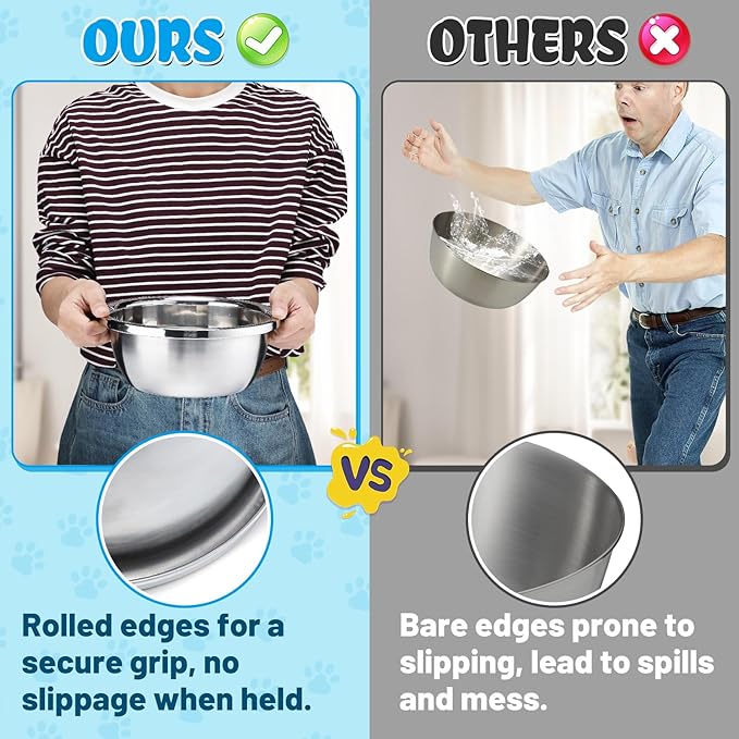 2 Pcs 0.7 Gallon Dog Bowls for Small Medium Dogs - Food Grade Stainless Steel Metal Water Bowl, Easy to Clean Food Bowls for Indoor Outdoor