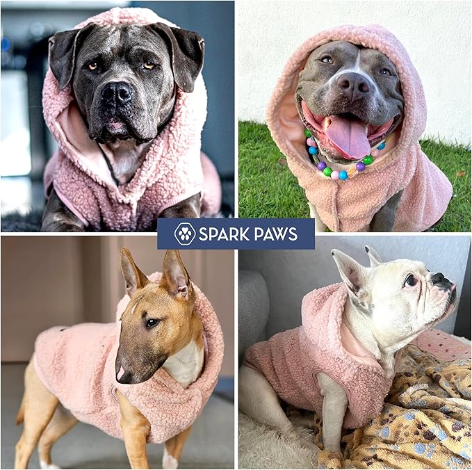 Spark Paws Teddy Dog Sweater, Sherpa Jacket Vest with Warm Fleece Lining, Winter Coat Suitable for Small Medium Large XL XXL Breeds - Pink - 2XL