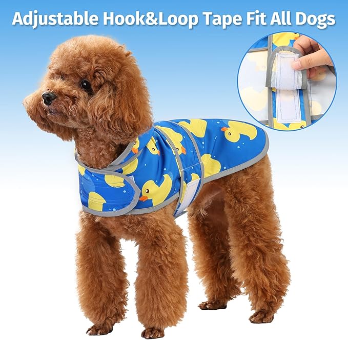 Dog Raincoat Hooded,Waterproof Rain Coat for Dogs with Adjustable Belly Strap,Reflective Strips, Lightweight Slicker Poncho Rain Jacket for Small Medium Large Dogs