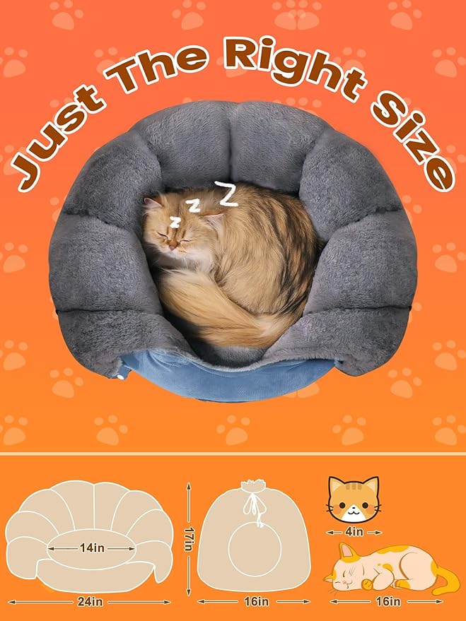Rywell Heated Cat Bed, Versatile Heated Cat Bed Indoor, Soft & Cozy for All Seasons, Always Perfect Temperature with Overheat Protection Pet Bed for Cats & Small Dogs