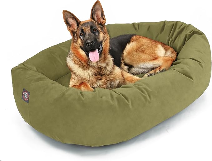 Majestic Pet 52 Inch Suede Calming Dog Bed Washable 52x35x11 (Inch) – Cozy Soft Round Donut Dog Bed with Spine Support for Dogs to Rest Their Head - Pet Bed X- Large - Sage (2025)