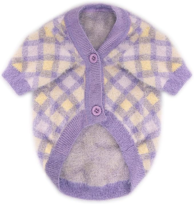 Dog Sweater, 2-3 Pack Warm Soft Pet Clothes for Puppy, Medium Large Cat, Girl or Boy, Shirt for Winter Christmas (Purple, X-Small)