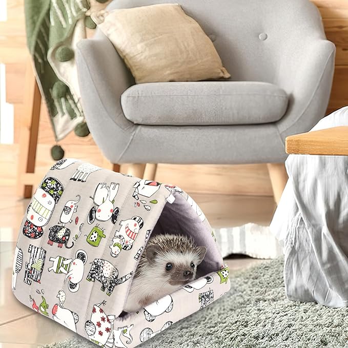 UPINS 2 Pack Guinea Pig Hideout,Guinea Pig Bed Washable Small Animal House Cage Accessories for Mouse Chinchillas Hamsters Hedgehogs Ferrets Bearded Dragons and Rats