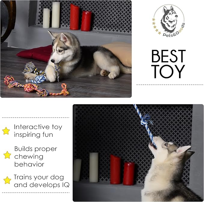 Pets&Goods Dog Chew Toys – 5-Pack Cotton Rope Tug & Teething Toy – Small/Medium Dog Chew Toy for Puppies & Adult Dogs – Interactive Tug of War Rope, Dental Cleaning, Boredom Buster – Multicolor