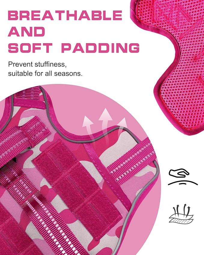 Dog Harness for Large Dogs Heavy Duty, No Pull Tactical Dog Harness with Molle System, Easy On and Off Service Dog Vest, Breathable Padded, Adjustable Reflective Pet Vest for Walking Hiking Training