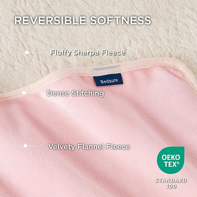 Bedsure Waterproof Dog Blankets for Small Dogs - Small Cat Blanket Washable for Couch Protection, Sherpa Fleece Puppy Blanket, Soft Plush Reversible Throw Furniture Protector, 25"X35", Pink