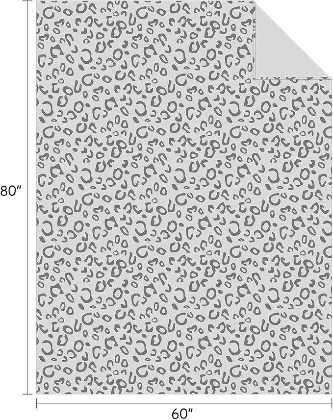FY FIBER HOUSE Flannel Fleece Throw Blanket, Lightweight Cozy Plush Microfiber Bedspreads for Adults,60"X80",Grey Leopard