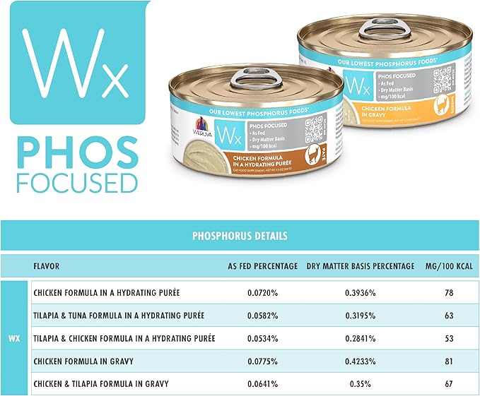 Weruva Wx Phos Focused Chicken Formulas 5.5oz Can Variety Pack, Pack of 12