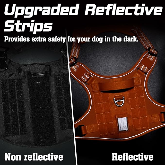 rabbitgoo Tactical Dog Harness Medium Sized Dog, No Pull Military Service Vest with Handle & Molle, Easy Control for Training Walking, Adjustable Reflective Straps, Orange, M