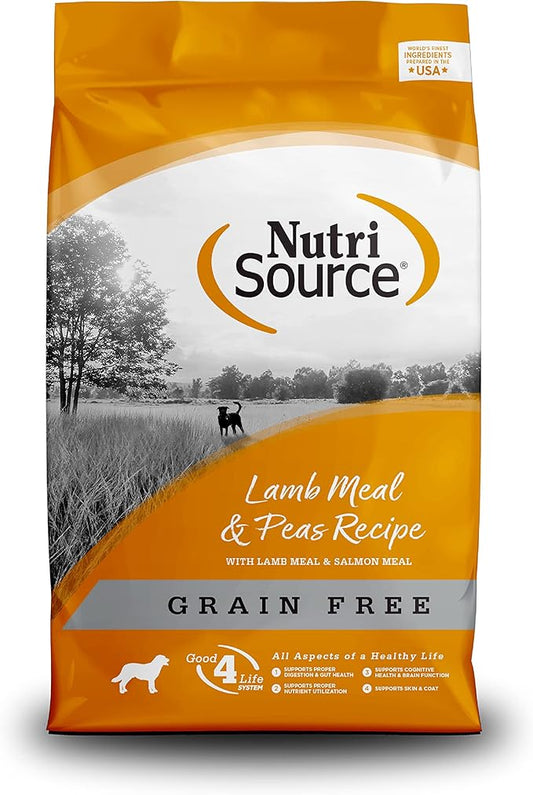 NutriSource Lamb Meal & Peas Formula Dog Food, Grain Free, 5 lb, for Dogs (131152)