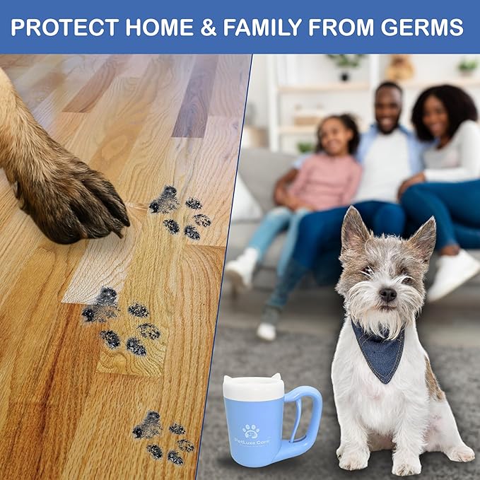 Dog Paw Washer Kit - Includes Paw Cleaner Cup, Towel, Pet Bath Brush & Moisturizing Balm - Dog Foot Washer for Muddy Paws, ideal for Small & Medium Dogs (Blue, Small)
