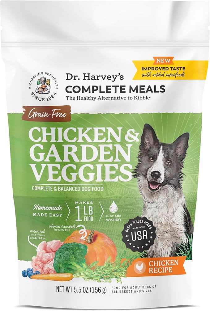 Dr. Harvey's Chicken & Garden Veggies Dog Food, Human Grade Grain-Free Dehydrated Food for Dogs with Freeze-Dried Chicken, Trial Size (5.5 Oz)