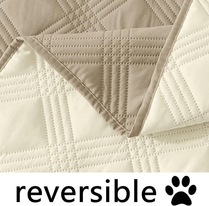 hyha Waterproof Dog Blanket, Reversible Pet Bed Blanket, Soft Sofa Couch Cover for Dogs Washable, Waterproof Pet Couch Covers for Sofa Puppy Cats Furniture Protector(52"x82", Taupe/Beige)
