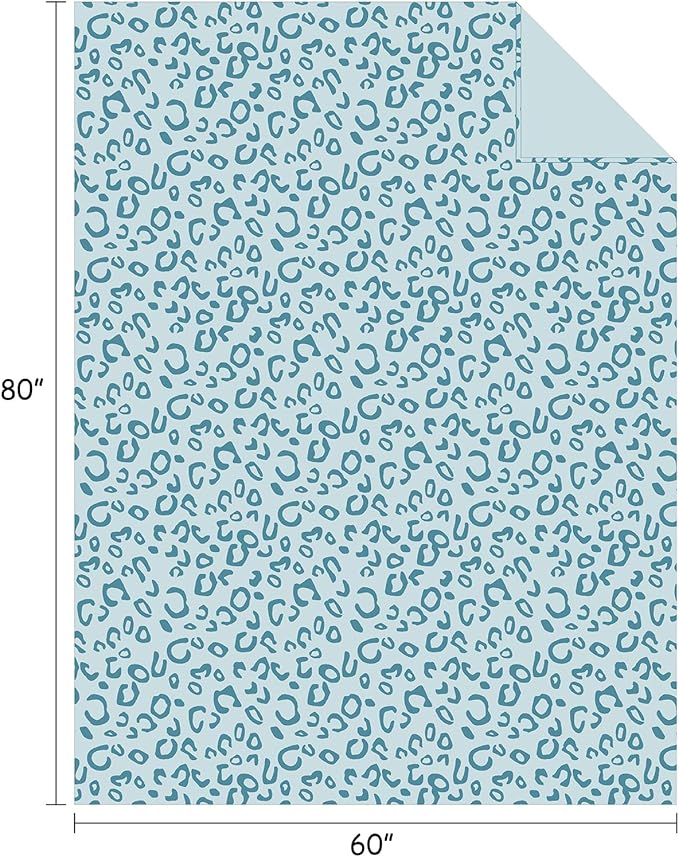 FY FIBER HOUSE Flannel Fleece Throw Microfiber Blanket with 3D Cheetah Print,60"X80",Lake Blue