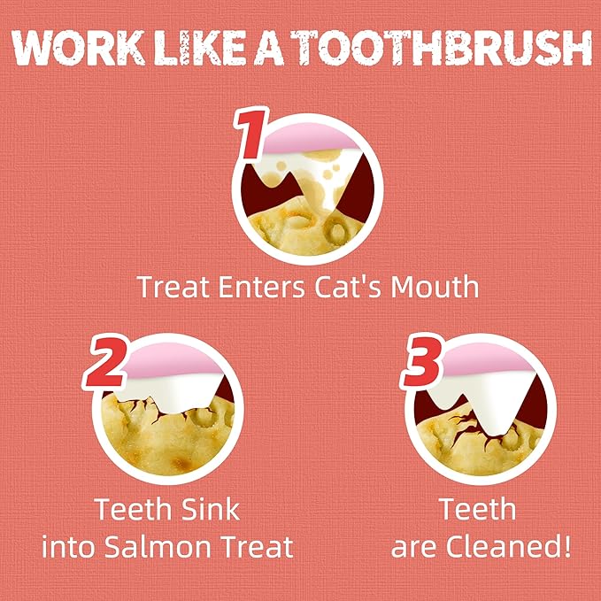 Just Try 16 OZ Salmon Cat Treats for Indoor Cats, Crunchy Training Treats Dental Care Omega 3 for Cats Joint Support & Skin Coat Health