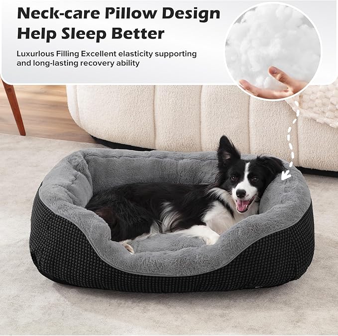 INVENHO Large Dog Beds Large Sized, Washable Orthopedic Warming Soft Sleeping Durable with Anti-Slip Bottom