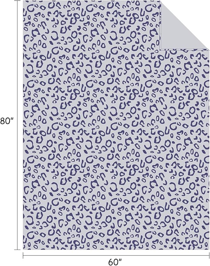 FY FIBER HOUSE Flannel Fleece Throw Blanket, Lightweight Cozy Plush Microfiber Bedspreads for Adults,60"X80",Blue Leopard