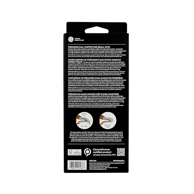 Tweezerman Small Nail Clippers for Dogs & Cats, Manual Professional Dog & Cat Nail Trimmer with Ergonomic Handle