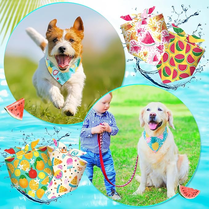 Sanwuta 48 Pcs Dog Bandana Bulk Summer Scarf Washable Flamingo Dogs Bibs Adjustable Washable Kerchief Puppy Bandana for Small and Large Party Pet Bandanas Handkerchief Hawaii Beach Scarf Accessories