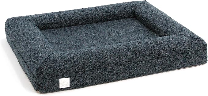 Luxury Boucle Orthopedic Memory Foam Dog Bed with Waterproof Liner and Machine Washable Cover with YKK Zippers (Medium, 37" L x 30" W x 6" Th, Ocean Blue)