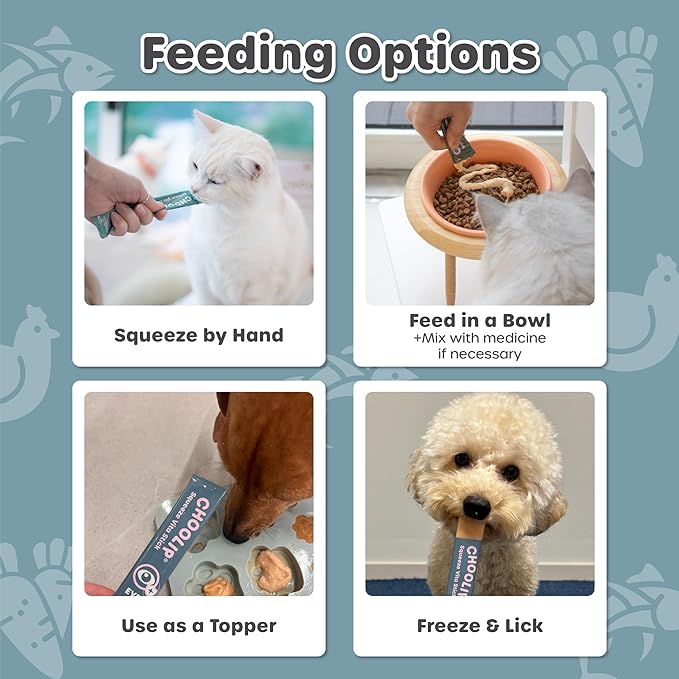 Choolip Squeeze Vita Stick Lickable Cat and Dog Treats – 7-Count Eye Support Sticks with Multivitamins, Soft Squeezable Paste for All Life Stages, Supporting Eye Health
