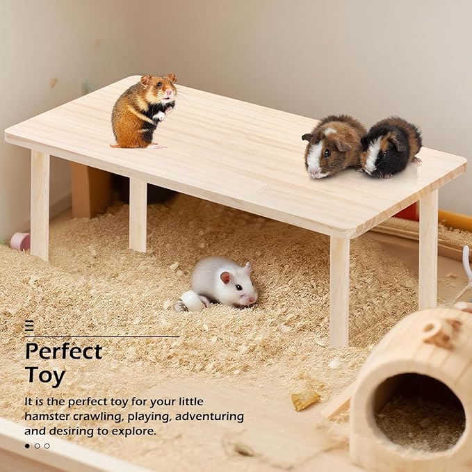 Uihwhsow Hamster Platform - Natural Wooden Hamster Platform Toy, Hamster cage Accessories, Safe Design, Easy to Assemble, Suitable for Hamster House and Habitat Decoration