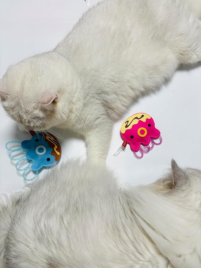 ROHOME Catnip Toys for Cat,Kitten Chew Teeth Cleaning Toy,Interactive Plush Toys for Swatting and Playing,Cute Octopus Cat Toy (Blue)