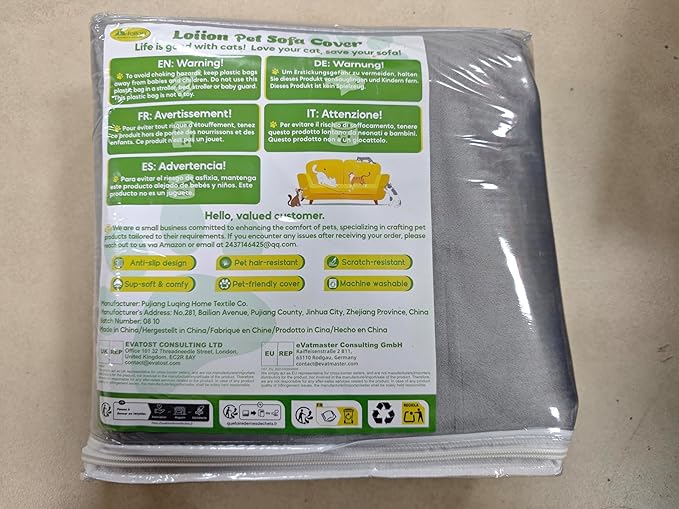 Loiion Cat Scratch Furniture Protector - Ultra Soft, Waterproof Sofa Cover to Keep Cats Off, Pet-Friendly Couch Protectors for Love Seat, Anti-Slip Couch Cover for Pets and Kids 150"X71" Grey