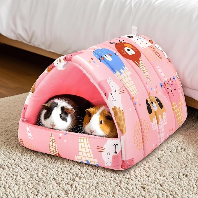 UPINS 2 Pack Guinea Pig Hideout,Guinea Pig Bed Washable Small Animal House Cage Accessories for Mouse Chinchillas Hamsters Hedgehogs Ferrets Bearded Dragons and Rats(Ocean Ice Cream)