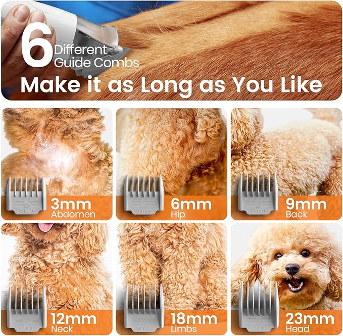 oneisall Dog Grooming Vacuum, Pet Grooming Vacuum with Clipper Nail Grinder, 1.5L Dust Cup Dog deshedding Vacuum Brush with 7 Pet Grooming Tools for Shedding Pet Hair, Home Cleaning(Blue)