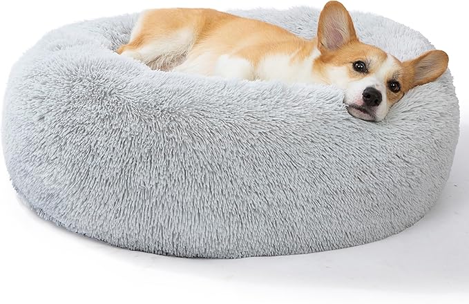 SAVFOX Plush Calming Dog Beds, Donut Dog Bed for Small Dogs, Medium, Large & X-Large, Comfy Cuddler Dog Bed and Cat Bed in Faux Fur, Washable Dog Bed, Multiple Sizes XS-XXL