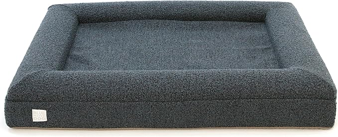 Luxury Boucle Orthopedic Memory Foam Dog Bed with Waterproof Liner and Machine Washable Cover with YKK Zippers (Large, 45" L x 36" W x 7" Th, Ocean Blue)