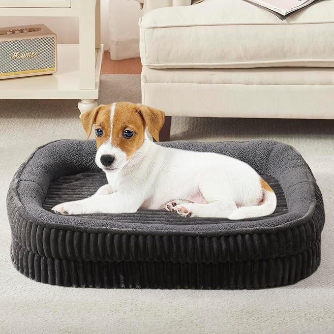 Orthopedic Dog Bed for Small Dogs Breeds, High Density Egg Crate Foam Dog Sofa Beds,Oval Kennel Bed, Pet Couch Bed with Four Sided Bolster, Removable Washable Cover& Non-Slip Bottom