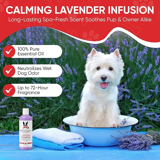 Warren London Calming Lavender Dog Shampoo Gallon | Natural Aloe Vera, Essential Oils & Vitamins | Soothes Itchy Skin, Deodorizes, Made in USA | Lavender Scent, Soap & Paraben Free