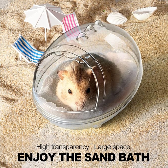 Hamster Bathroom,Hamster Bathtub Box,dust Bath for Hamster,Hamster Sand Bath Container,Hamster Bath,Hamster Bathing Bowl,Transparent Hamster Bathtub Toilet for Hamster Accessories (S)