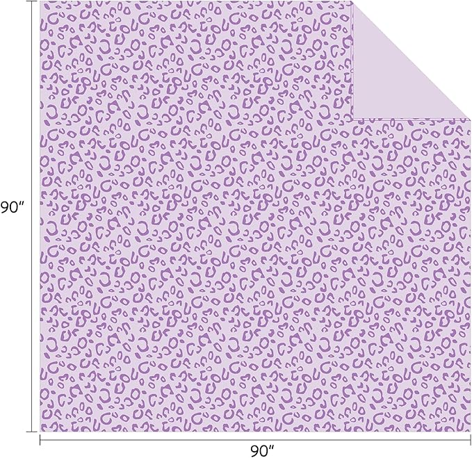 FY FIBER HOUSE Flannel Fleece Throw Microfiber Blanket with 3D Cheetah Print, 90"X90", Purple