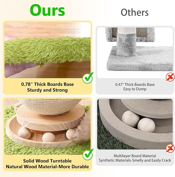 21.5โโ H Cat Scratching Post with Catnip,Cute Mushroom Cat Scratcher Post with Durable Natural Solid Wood Turntable Toy, Sky Blue Mushroom Shape Design Cat Toy Cat Sisal Scratcher for Indoor Cats