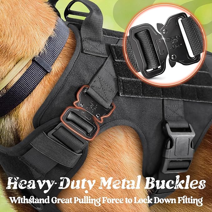 rabbitgoo Tactical Dog Harness for Small, Heavy Duty Pet Harness with Handle, No-Pull Service Vest Small Breed, Adjustable Military Dog Vest for Training Hunting Walking, Black, S