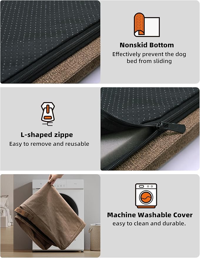 Sytopia 42" Indestructible Dog Bed Extra Large Sized Dog, Chew Proof Waterproof Pet Bed, Washable, Orthopedic, Outdoor Crate Pad, Supports up to 100 lbs, Caramel