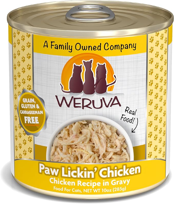 Weruva Classic Cat Food, Paw Lickin’ Chicken with Chicken Breast in Gravy, 10oz Can (Pack of 12)