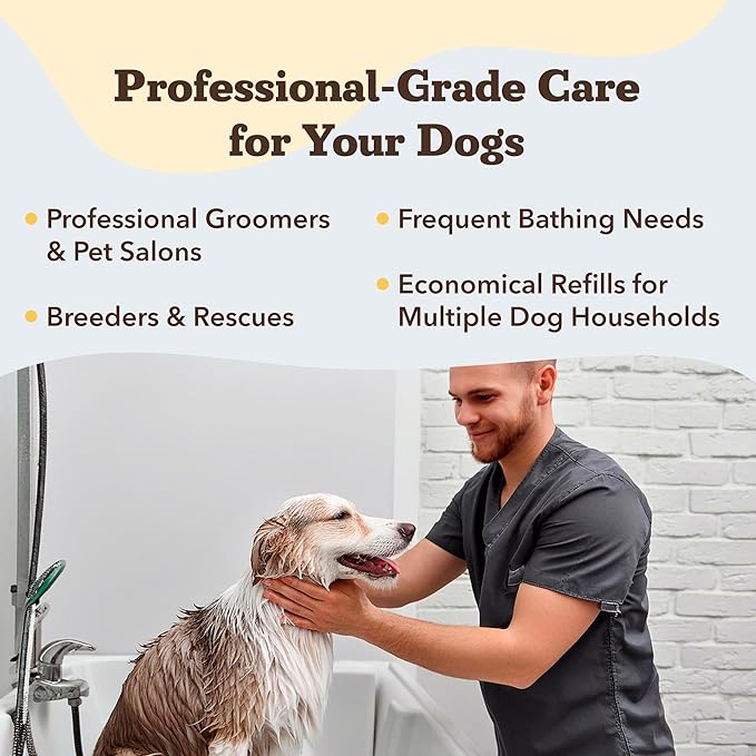 Natural Dog Company Sensitive Skin Dog Shampoo Gallon – 128 oz Oatmeal Hypoallergenic Formula with Aloe, Manuka Honey & Chamomile – Soothes Itchy, Dry, Flaky Skin – Groomer & Multi-Dog Household Size