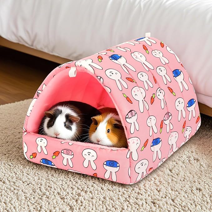 UPINS 2 Pack Guinea Pig Bed, Guinea Pig Hideout Washable Small Animal House Cage Accessories for Dwarf Rabbits Chinchillas Hamsters Hedgehogs Ferrets Bearded Dragons and Rats