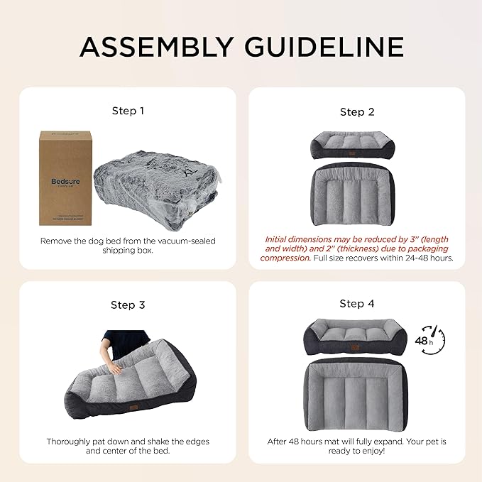 Bedsure Orthopedic Dog Beds Large Medium Sized Dog - Extra Thick Supportive Medium Dogs Bed with Waterproof Washable Cover, Comfort Pet Bed Sofa with Soft Plush Sherpa and Nonskid Bottom, Grey, 35"