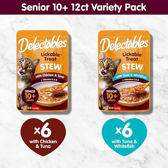 Hartz Delectables Stew Senior Cat Treat Variety Pack, 12 Count