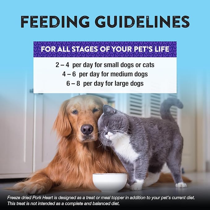 Northwest Naturals Raw Rewards Freeze-Dried Pork Heart Treats for Dogs and Cats - Bite-Sized Pieces - Healthy, 1 Ingredient, Human Grade Pet Food, All Natural, Proudly Made in USA, 10 Oz