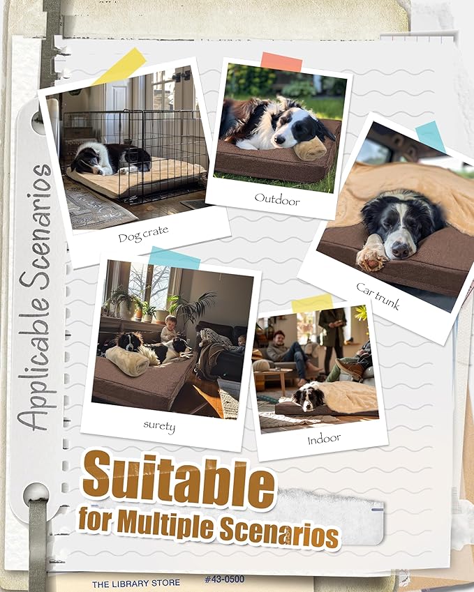 Sytopia 42'' XL Outdoor Indestructible Dog Beds for Extra Large Dogs with Detachable Blanket, Removable Waterproof and Washable Cover, Egg Crate Foam, Include Blanket, Brown