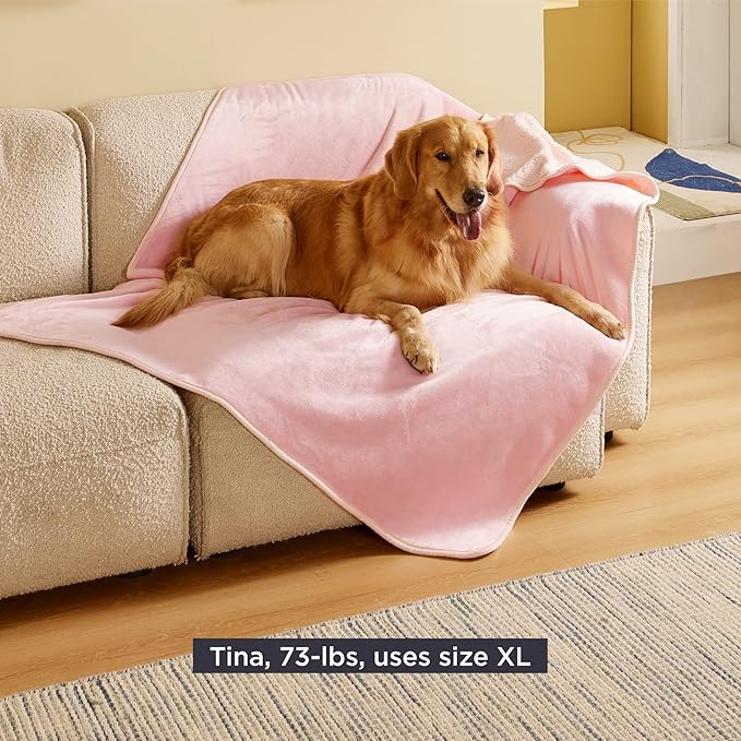 Bedsure Waterproof Dog Blankets for Extra Large Dogs - XL Cat Blanket Washable for Couch Protection, Sherpa Fleece Puppy Blanket, Soft Plush Reversible Throw Furniture Protector, 50"x60", Pink